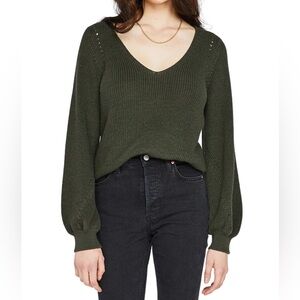 Gentle Fawn Hailey Sweater Green Olive Knit Pullover Size M Long Sleeve